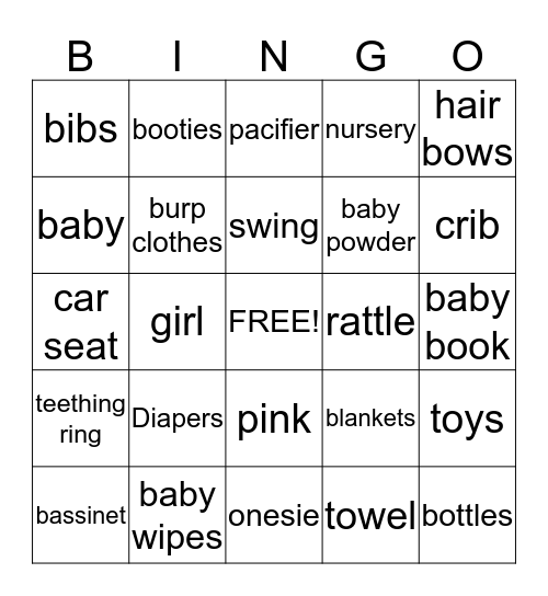 Tramaine's Baby Shower  Bingo Card