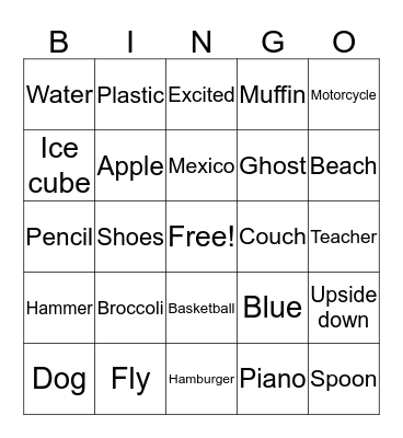 Categories Bingo Card