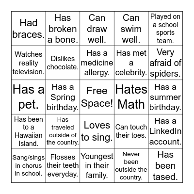 Easter Bingo Card