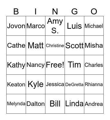 "Fun Fact"  Bingo Card