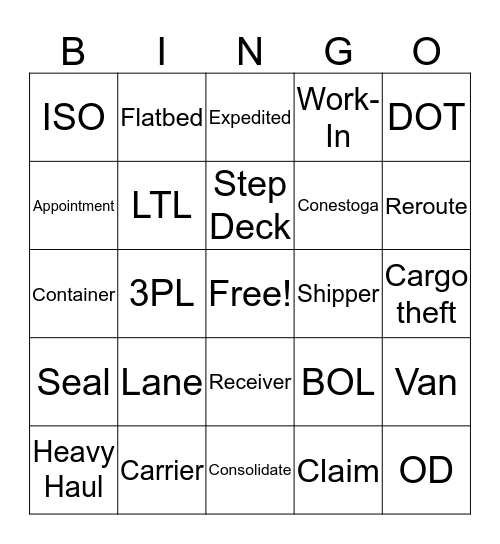 Tucker Lingo Bingo Card