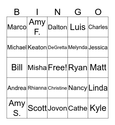 "Fun Fact" Bingo Card