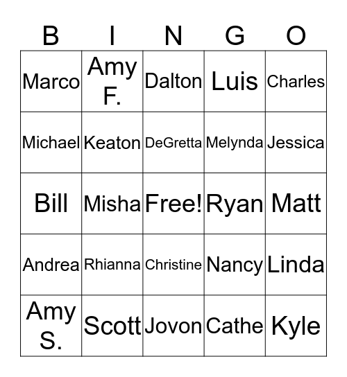 "Fun Fact" Bingo Card