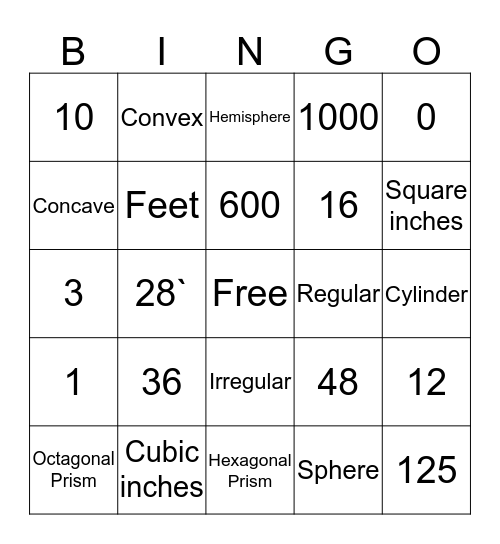 Volume Bingo Card