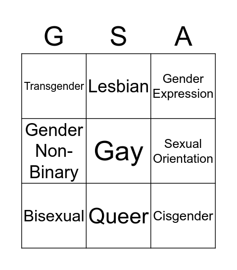 LGBTQ Bingo!!!! Bingo Card