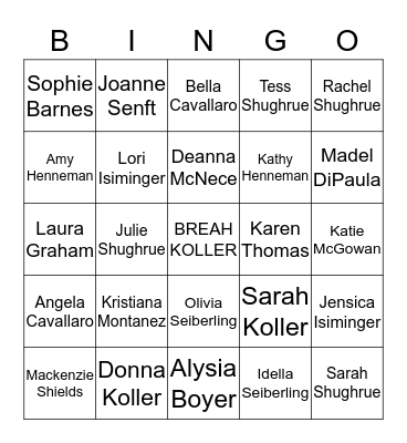 Bridal Bingo - Introduce yourself to other party goers, ask them to initial their box. Get 5 in a row, any direction, and get a prize! Bingo Card