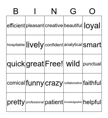 ADMIN QUALTIES  BINGO Card
