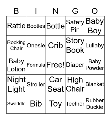 Irini's Baby Shower Bingo Card