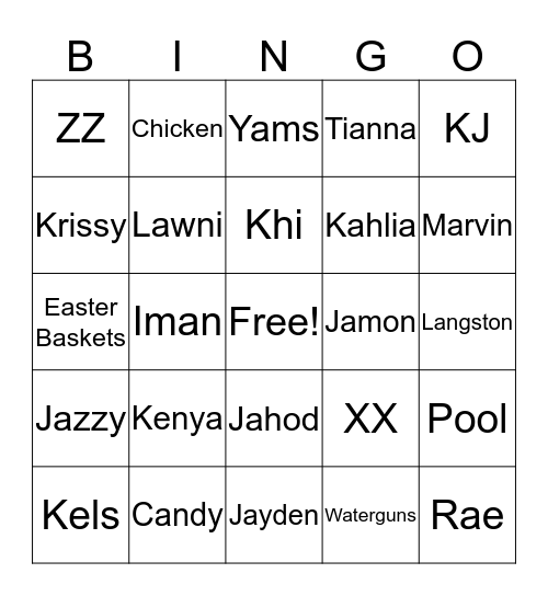 2019 Easter Bingo Card