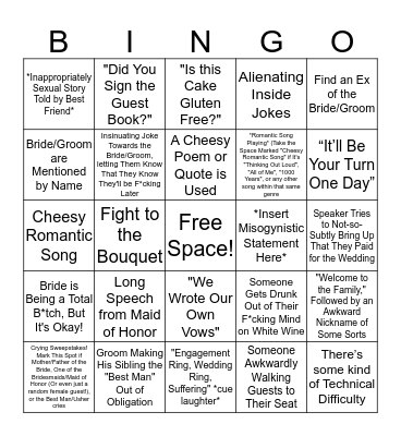 Every Wedding Ever Bingo Card