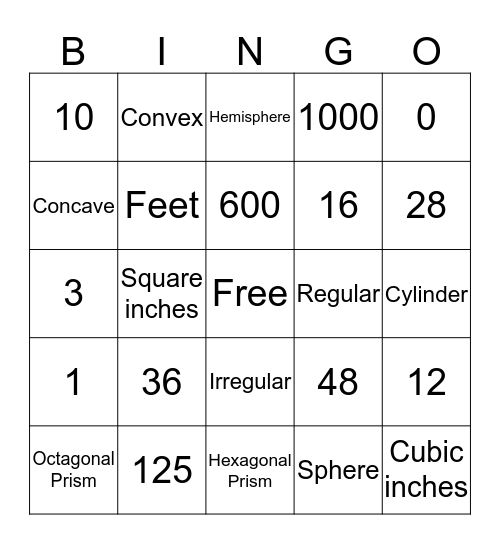 Volume Bingo Card