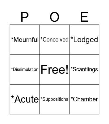 The Tell-Tale Heart Bingo Card