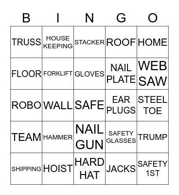 SAFETY BINGO Card