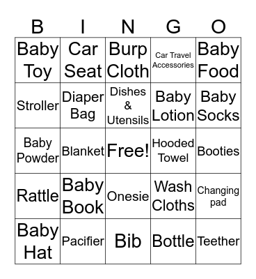Baby Bingo Card