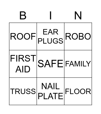 SAFETY BINGO Card
