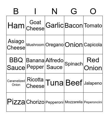 Pizza Party BINGO! Bingo Card