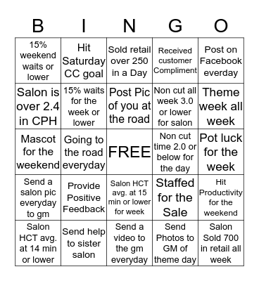 Haircut Sale Bingo !! Bingo Card