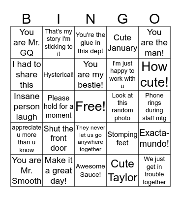 G Bingo Card