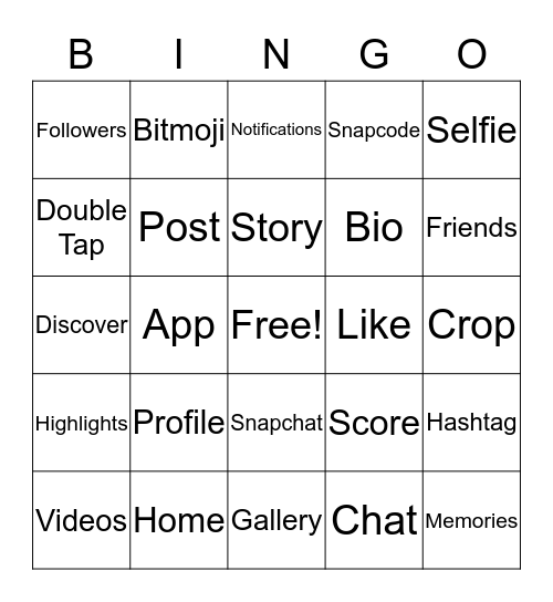 Let's Get Social! Bingo Card