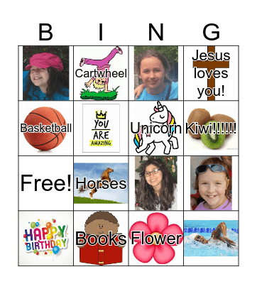 Becca's Birthday Bingo Card