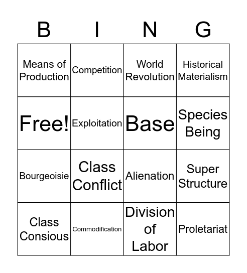 Marxist Lingo & Bingo Card