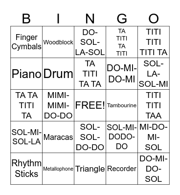 MUSIC BINGO Card