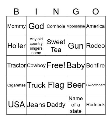 Country Bingo Card