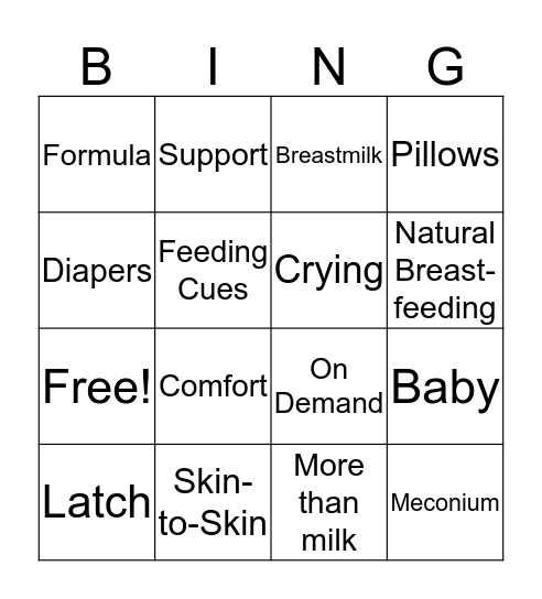 Breastfeeding Bingo! Bingo Card