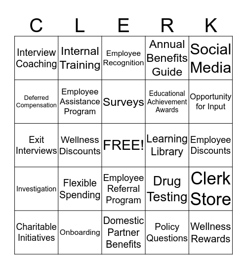 About the Clerk & Comptroller: Human Resources Bingo Card