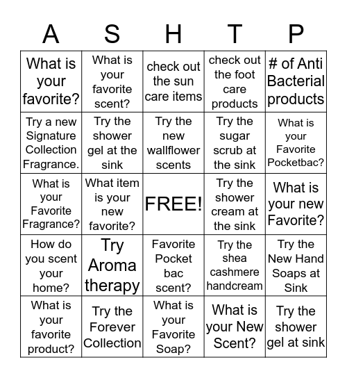 BBW Bingo Card