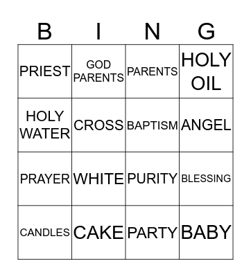 BAPTISM Bingo Card