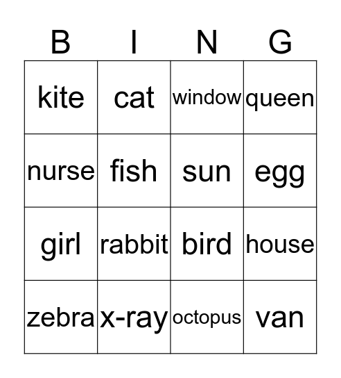 Alphabet Bingo Card