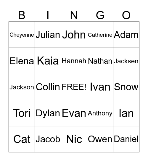 Student Appreciation Bingo Card