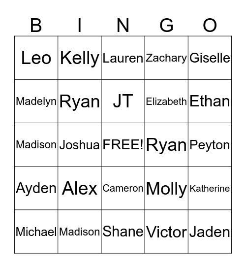 Student Appreciation Bingo Card