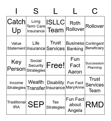 ISLLC  Bingo Card