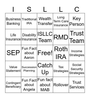 ISLLC Bingo Card