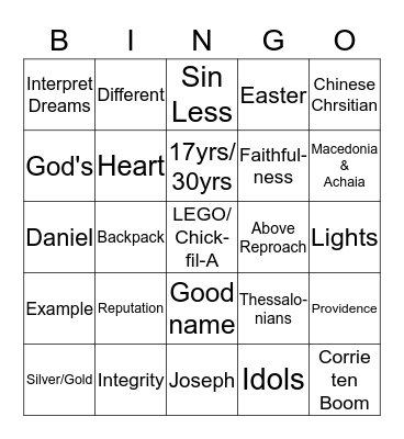 Bingo Review Bingo Card