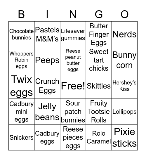 Easter Bingo Card