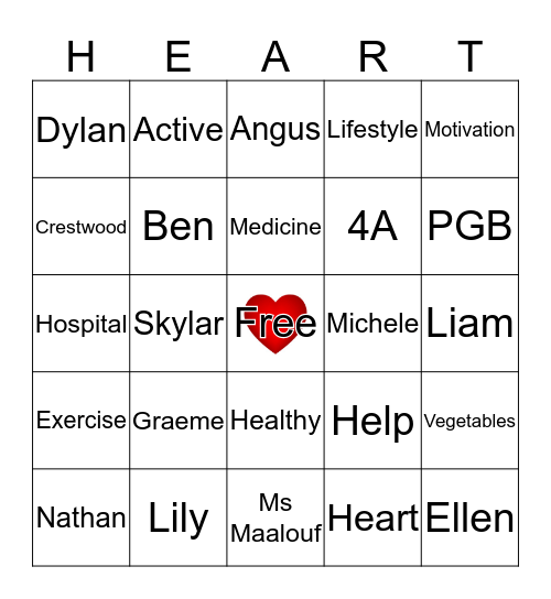 Heart & Stroke Bingo Card