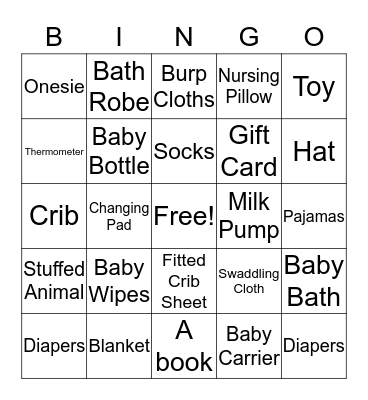 Baby Bingo Card