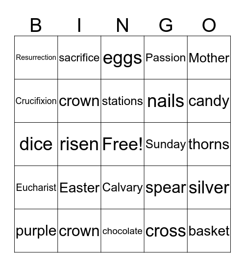 Easter Bingo Card