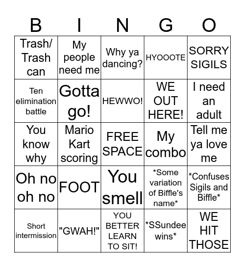 SSUNDEE BINGO Card