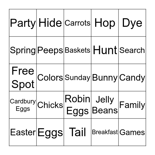 Easter Bingo Card