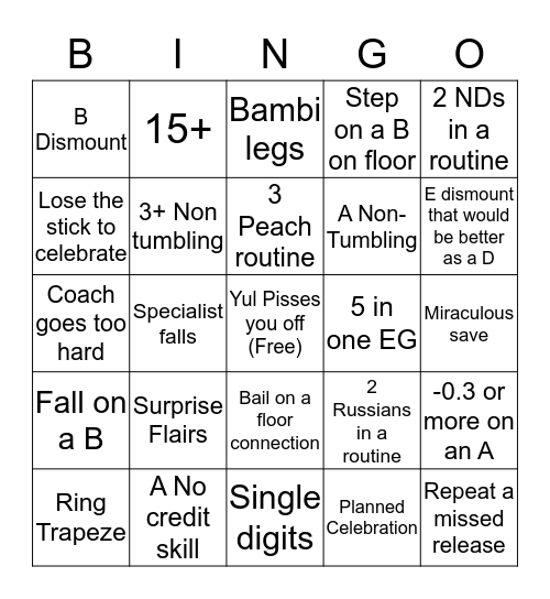 NCAA Bingo Card