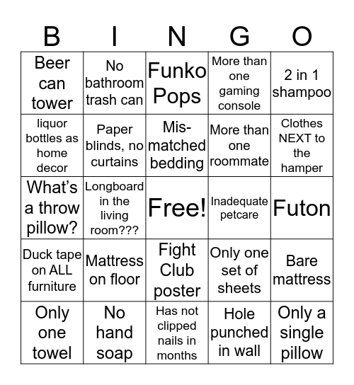 Millennial Man Tinder Date Bingo Card