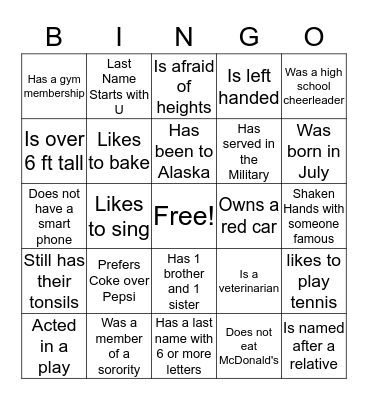 Ladies Tea Bingo Card