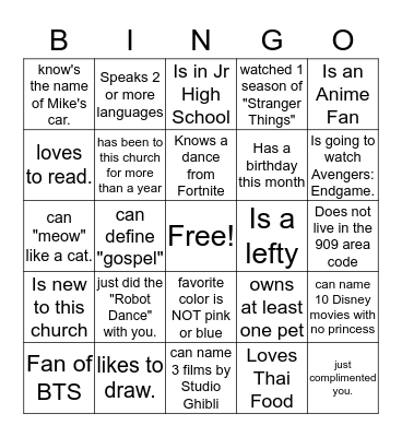 Find Someone Who... Bingo Card