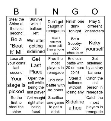Mario Kart Bingo Battle Bingo Card