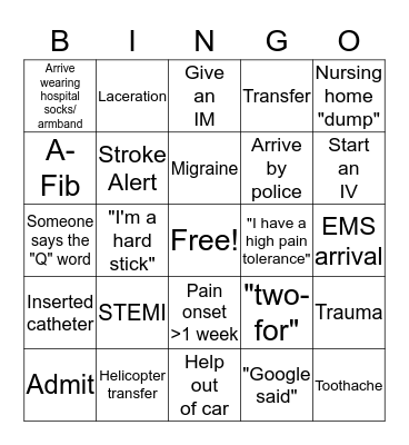 NURSE BINGO Card