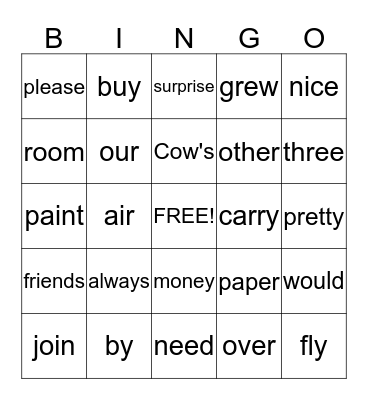 Theme 4 Bingo Card